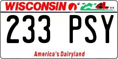 WI license plate 233PSY