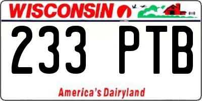 WI license plate 233PTB
