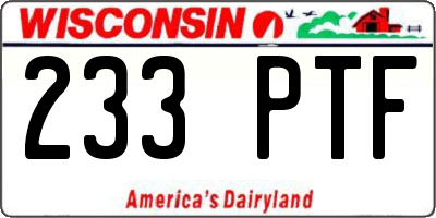 WI license plate 233PTF