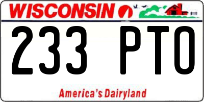 WI license plate 233PTO