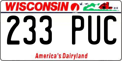 WI license plate 233PUC