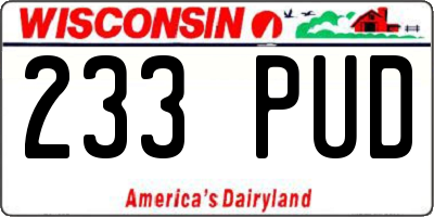 WI license plate 233PUD