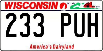 WI license plate 233PUH