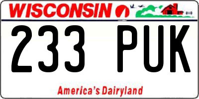 WI license plate 233PUK