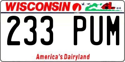 WI license plate 233PUM