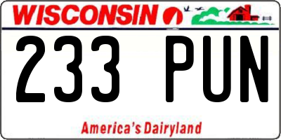 WI license plate 233PUN