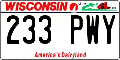 WI license plate 233PWY