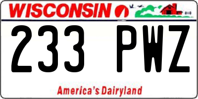 WI license plate 233PWZ