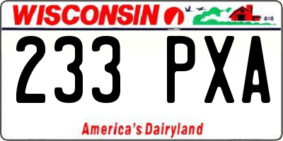 WI license plate 233PXA