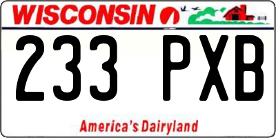 WI license plate 233PXB