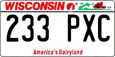 WI license plate 233PXC
