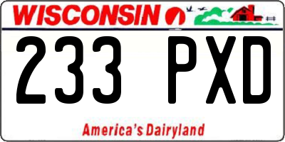 WI license plate 233PXD