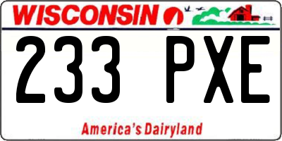 WI license plate 233PXE
