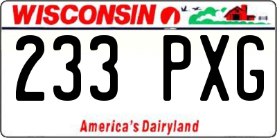 WI license plate 233PXG