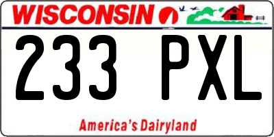 WI license plate 233PXL