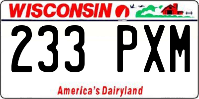 WI license plate 233PXM
