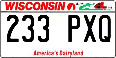 WI license plate 233PXQ