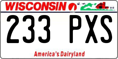 WI license plate 233PXS