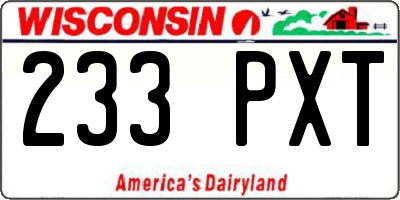 WI license plate 233PXT