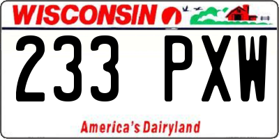 WI license plate 233PXW