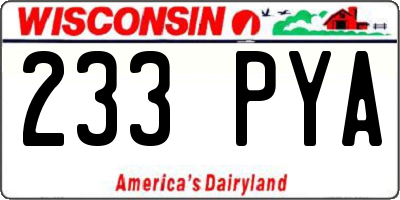 WI license plate 233PYA