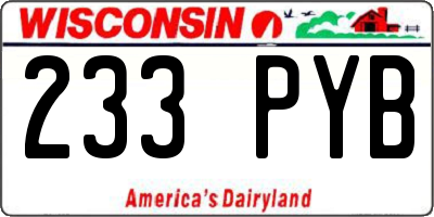 WI license plate 233PYB