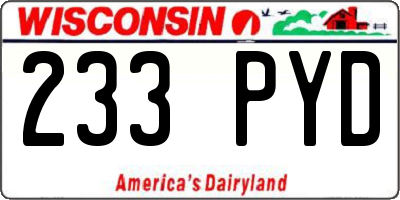 WI license plate 233PYD
