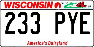 WI license plate 233PYE