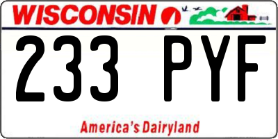 WI license plate 233PYF