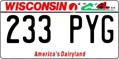 WI license plate 233PYG