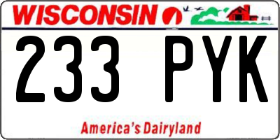 WI license plate 233PYK
