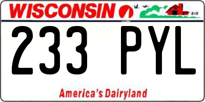 WI license plate 233PYL