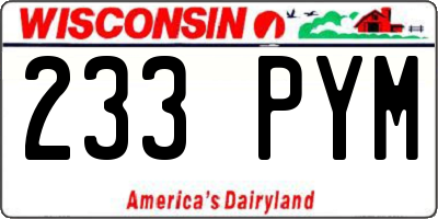 WI license plate 233PYM