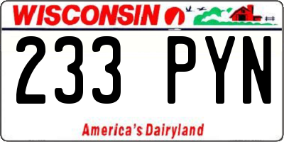 WI license plate 233PYN