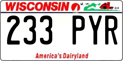 WI license plate 233PYR