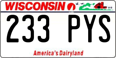 WI license plate 233PYS