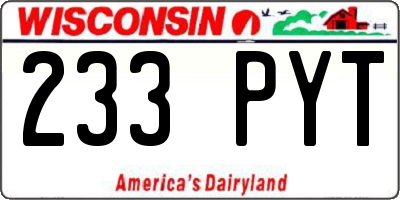 WI license plate 233PYT