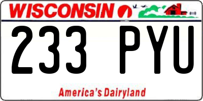 WI license plate 233PYU