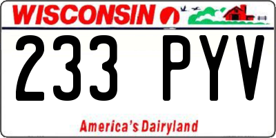WI license plate 233PYV