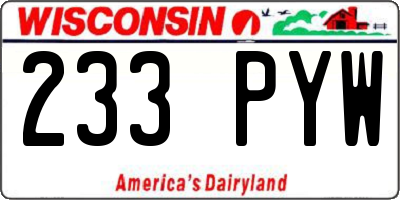 WI license plate 233PYW