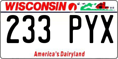 WI license plate 233PYX