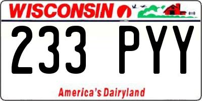 WI license plate 233PYY