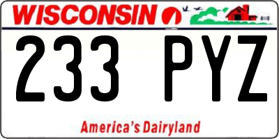 WI license plate 233PYZ