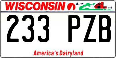 WI license plate 233PZB