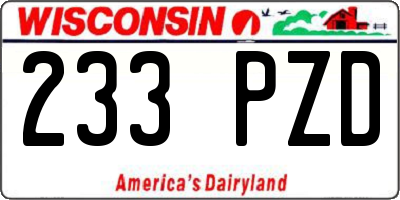 WI license plate 233PZD