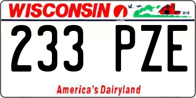 WI license plate 233PZE