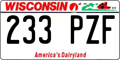 WI license plate 233PZF