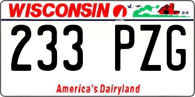 WI license plate 233PZG