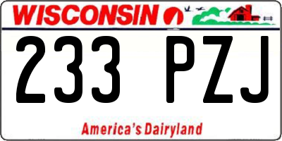 WI license plate 233PZJ