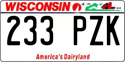 WI license plate 233PZK